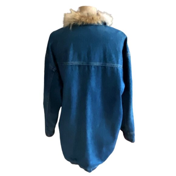 Vintage Liz Claiborne Liz Wear Women's Denim Toggle Closure Flannel Lined Jacket - Picture 7 of 16